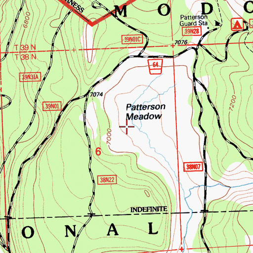 Topographic Map of Patterson Meadow, CA