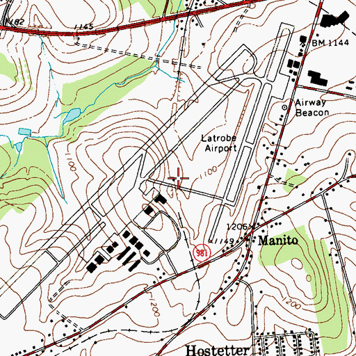 Topographic Map of Arnold Palmer Regional Airport Fire Department, PA
