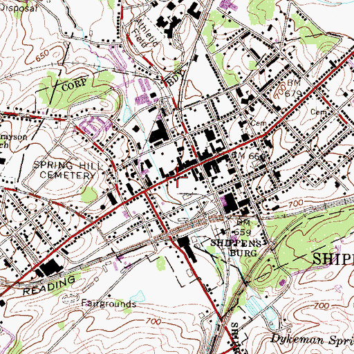 Topographic Map of Cumberland Valley Hose Company 2, PA