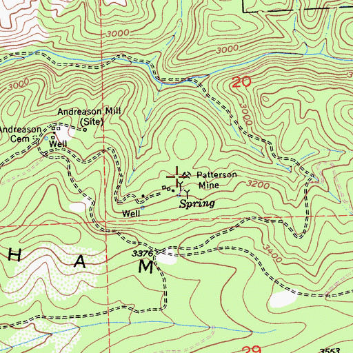 Topographic Map of Patterson Mine, CA