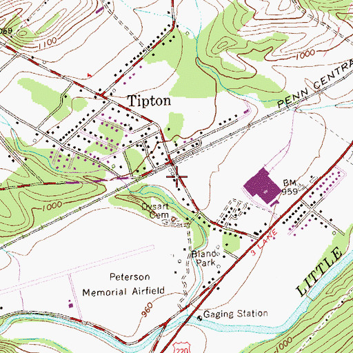 Topographic Map of Tipton - Antis District Volunteer Fire Company Station 21, PA