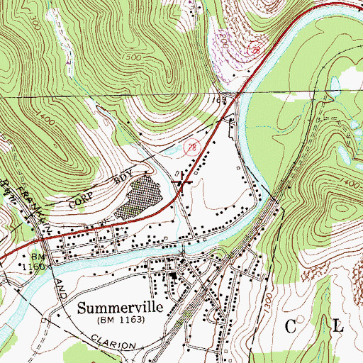 Topographic Map of Summerville Volunteer Fire Department Station 7, PA