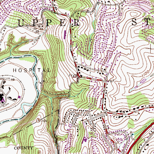 Topographic Map of Upper Saint Clair Volunteer Fire Department Substation 284, PA