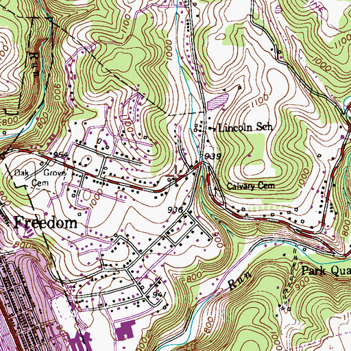 Topographic Map of Pine Run Volunteer Fire Department Station 59, PA