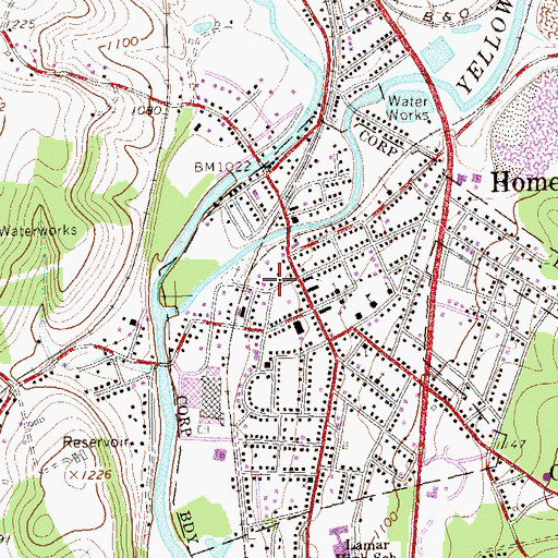 Topographic Map of Homer City Volunteer Fire Department Station 180, PA