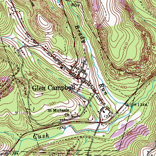 Topographic Map of Glen Campbell Volunteer Fire Department - Station 170, PA