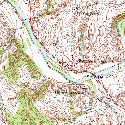 Topographic Map of Shermans Dale Community Fire Company Station 12, PA