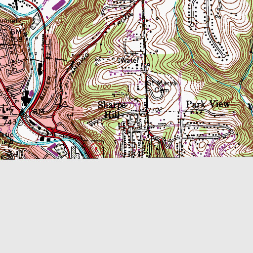 Topographic Map of Sharps Hill Volunteer Fire Department Station 263, PA