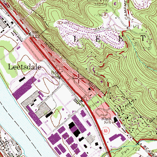 Topographic Map of Leetsdale Fire Department Station 309, PA