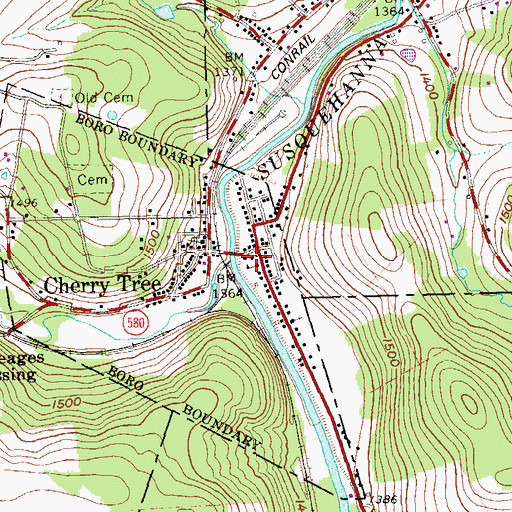 Topographic Map of Cherry Tree Volunteer Fire Department Station 520, PA