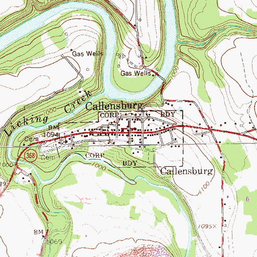 Topographic Map of Callensburg - Licking Township Volunteer Fire Department Station 510, PA