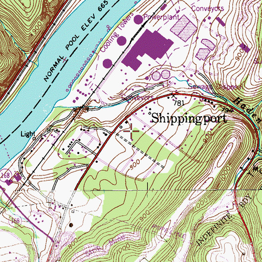 Topographic Map of Shippingport Volunteer Fire Company Station 96, PA