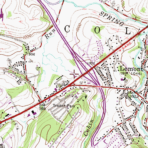 Topographic Map of Alpha Fire Company 5 College Station, PA