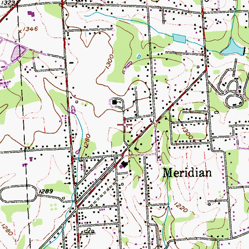 Topographic Map of Meridian Community Volunteer Fire Department Station 3, PA