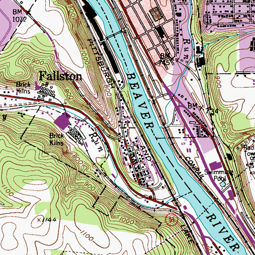 Topographic Map of Fallston Volunteer Fire Department Station 50, PA