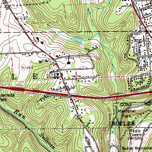 Topographic Map of Mercer Road Volunteer Fire Department Station 6, PA