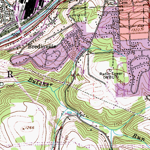Topographic Map of South Butler Volunteer Fire Department Station 7, PA