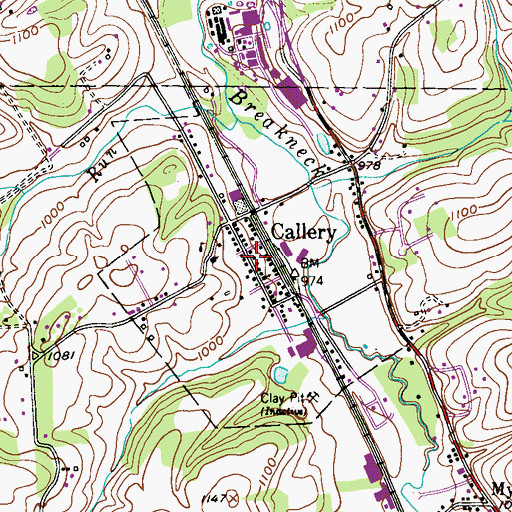 Topographic Map of Callery Volunteer Fire Company - Station 19, PA