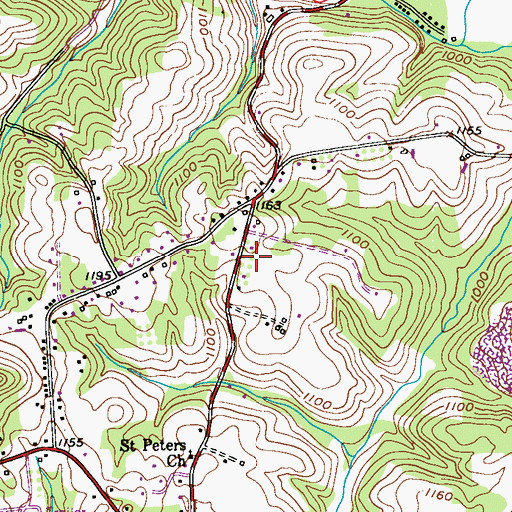 Topographic Map of Big Knob Volunteer Fire Department Station 26, PA