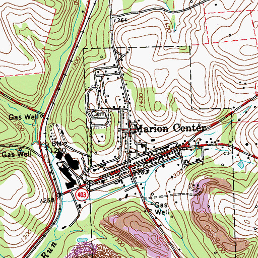 Topographic Map of Marion Center Volunteer Fire Department Station 190, PA