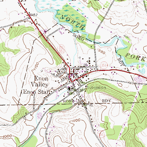 Topographic Map of Enon Valley Community Volunteer Fire Department, PA