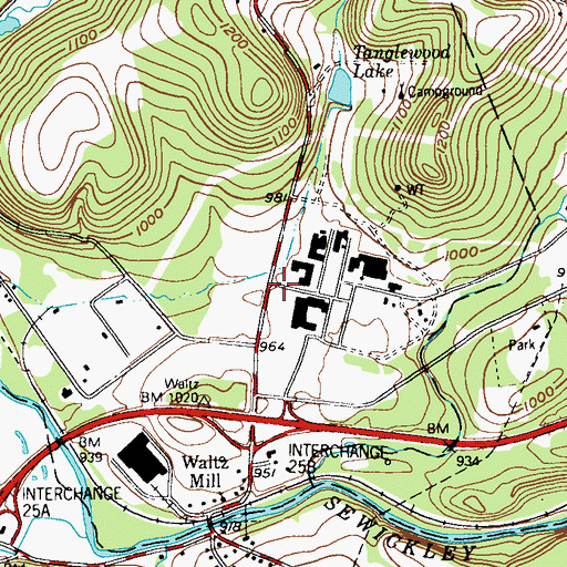 Topographic Map of Westinghouse Waltz Mills Fire Department, PA