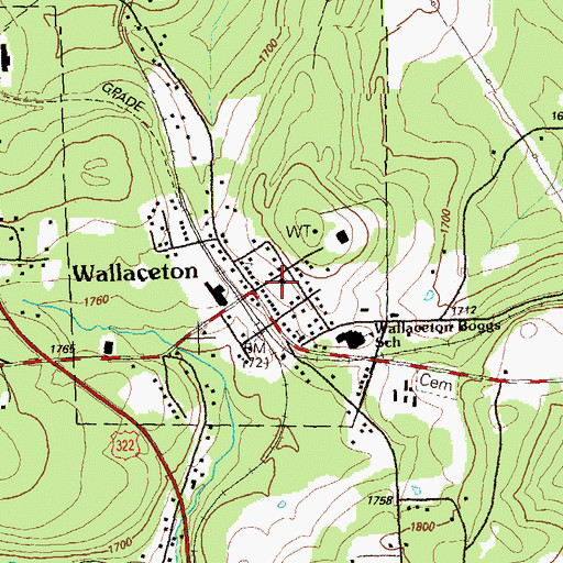 Topographic Map of Wallaceton Volunteer Fire Company Station 15, PA