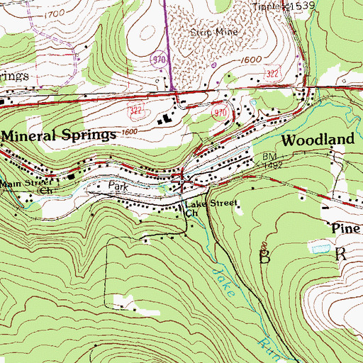 Topographic Map of Bigler Jackson Woodland Volunteer Fire Company Station 16, PA