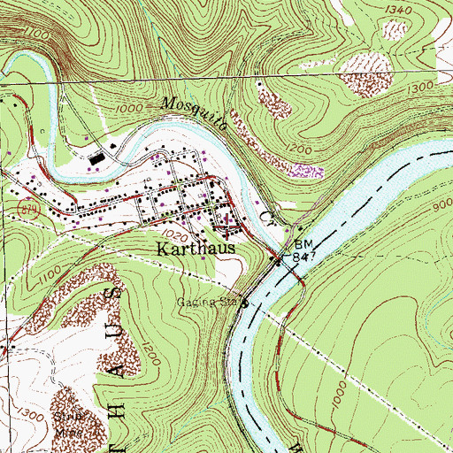 Topographic Map of Karthaus Volunteer Fire Company Station 20, PA