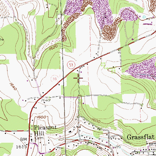 Topographic Map of Grassflat Volunteer Fire Company Station 19, PA