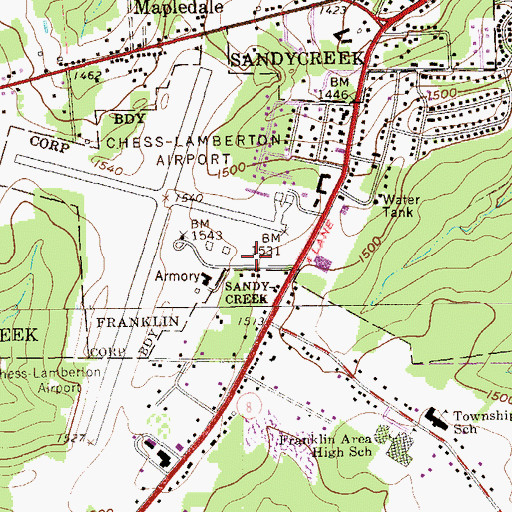 Topographic Map of Venango Regional Airport Aircraft Rescue and Fire Fighting, PA