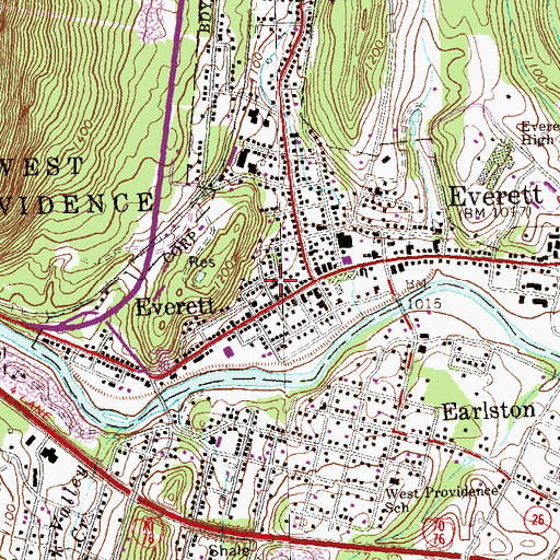 Topographic Map of Everett Volunteer Fire Company 32, PA