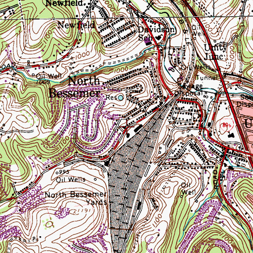 Topographic Map of North Bessemer Fire Department - Penn Hills Station 223, PA