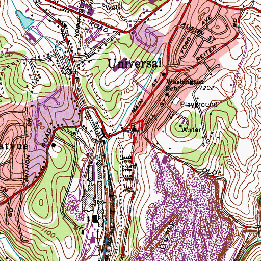 Topographic Map of Universal Volunteer Fire Department Penn Hills 6 Station 226, PA