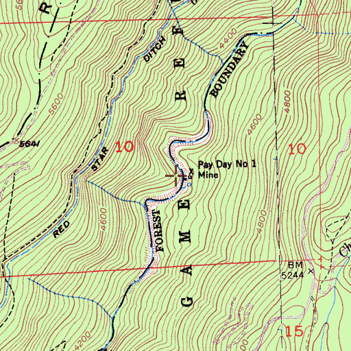 Topographic Map of Pay Day Number One Mine, CA