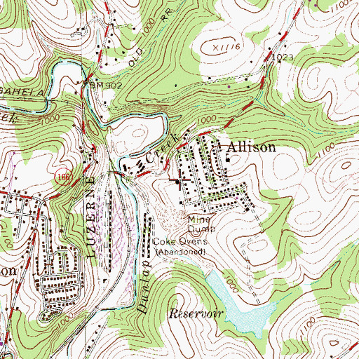 Topographic Map of Allison Number 1 Volunteer Fire Department Station 2, PA
