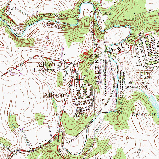 Topographic Map of Allison Number 2 Volunteer Fire Department Station 3, PA