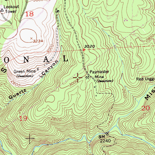 Topographic Map of Paymaster Mine, CA