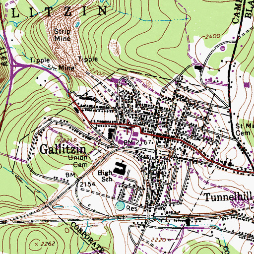 Topographic Map of Gallitzin Fire Company Station 71, PA