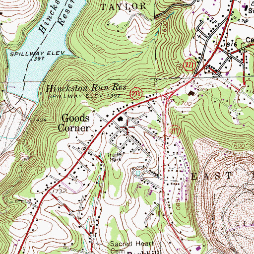 Topographic Map of East Taylor Township Volunteer Fire Department Station 17, PA
