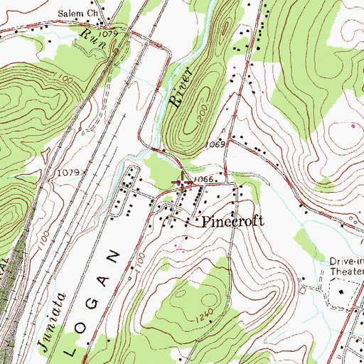 Topographic Map of Pinecroft Volunteer Fire Company Station 23, PA