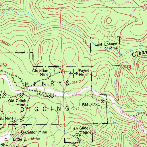 Topographic Map of Payne Mine, CA