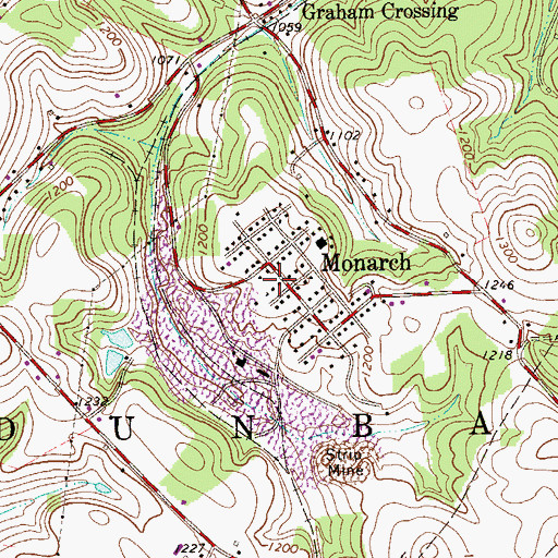 Topographic Map of Monarch Volunteer Fire Company Station 28, PA