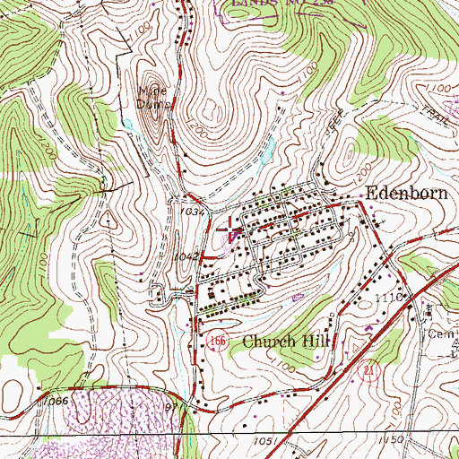 Topographic Map of Edenborn Volunteer Fire Company Station 13, PA