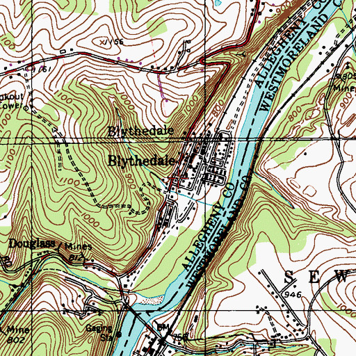 Topographic Map of Elizabeth Township Fire Department 1 Station 143, PA