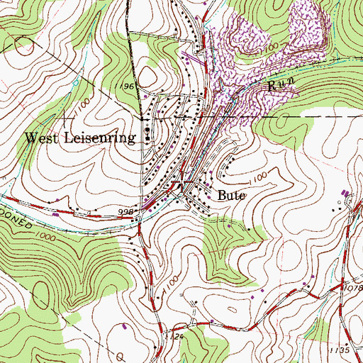 Topographic Map of West Leisenring Volunteer Fire Department Station 41, PA