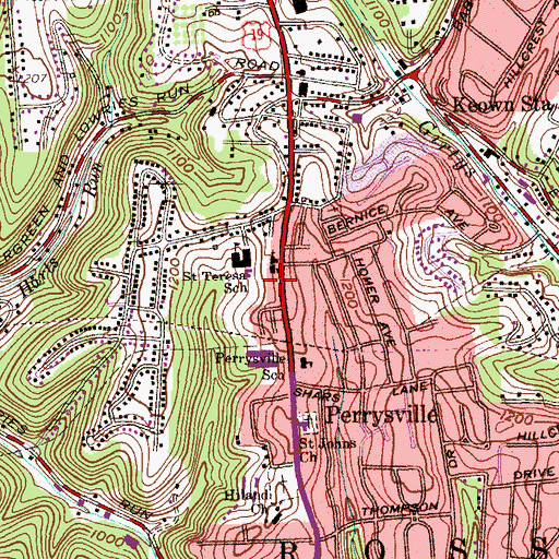 Topographic Map of Perrysville Volunteer Fire Company Station 248, PA