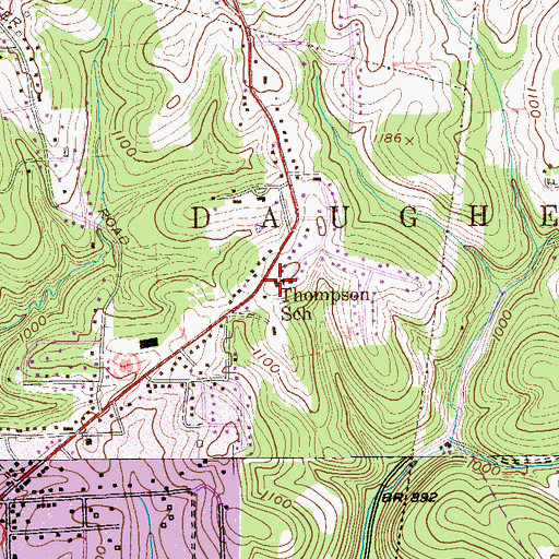 Topographic Map of Daugherty Township Volunteer Fire Department Station 86 - 2, PA