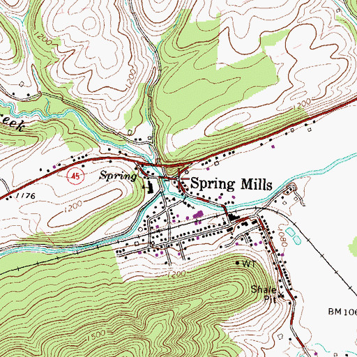Topographic Map of Gregg Township Volunteer Fire Company 7, PA