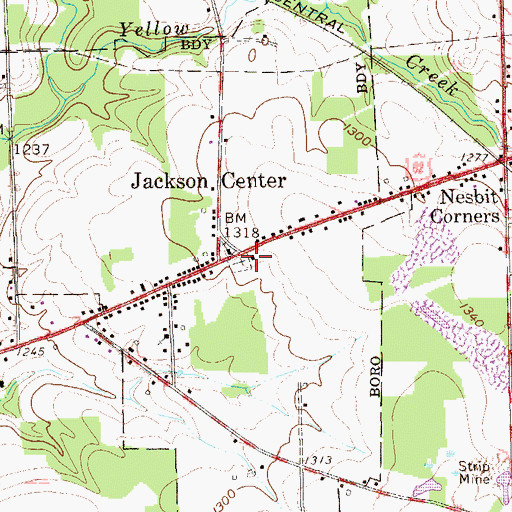 Topographic Map of Jackson Center Volunteer Fire Department Station 92, PA